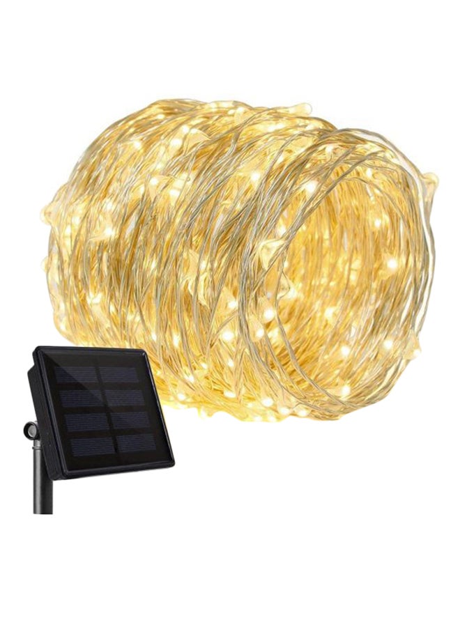 بيوينتي حبل إضاءة يعمل بالطاقة الشمسية من 100 لمبة LED، عبوة من قطعتان أصفر 8x14سم - Image 1