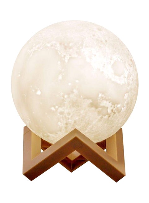 3D USB LED Moon Lamp With Stand White/Brown 13cm