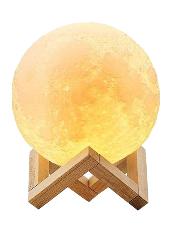 بيوينتي مصباح LED بتصميم على شكل قمر ثلاثي الأبعاد بمنفذ USB مع حامل بيج/أصفر 14سم - Image 1