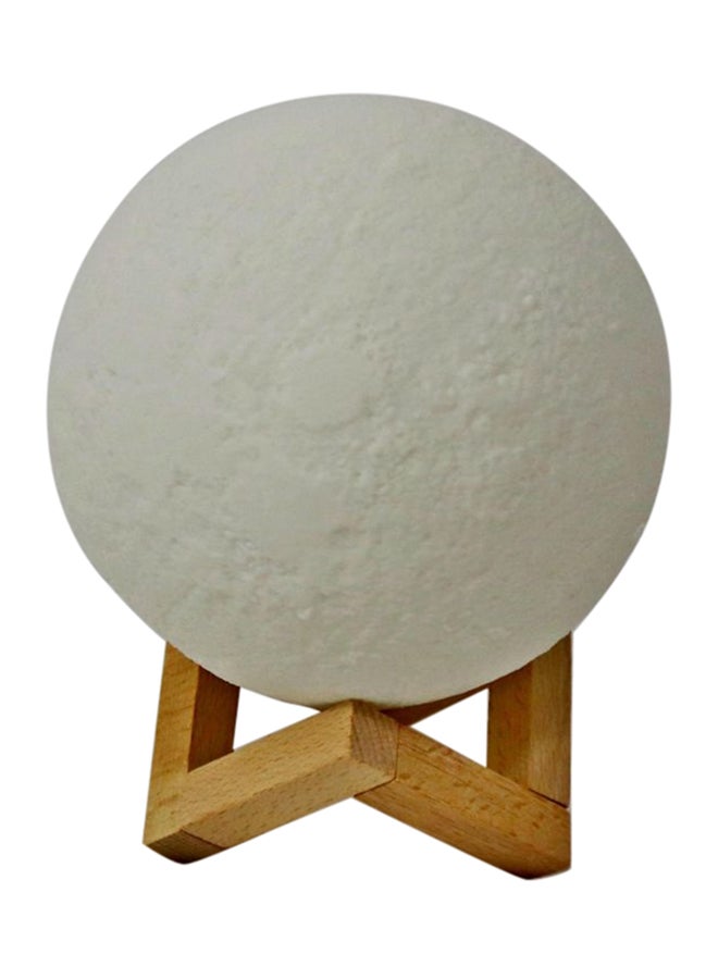 بيوينتي مصباح LED بتصميم على شكل قمر ثلاثي الأبعاد بمنفذ USB مع حامل أبيض/بيج 19سم - Image 1