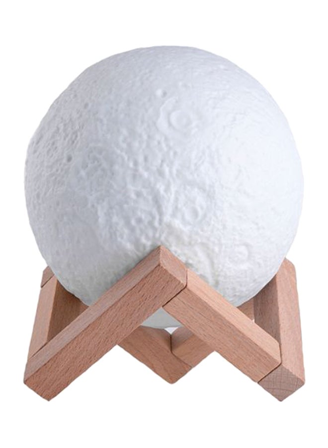 بيوينتي مصباح LED بتصميم على شكل قمر ثلاثي الأبعاد بمنفذ USB مع حامل أبيض/بيج - Image 1