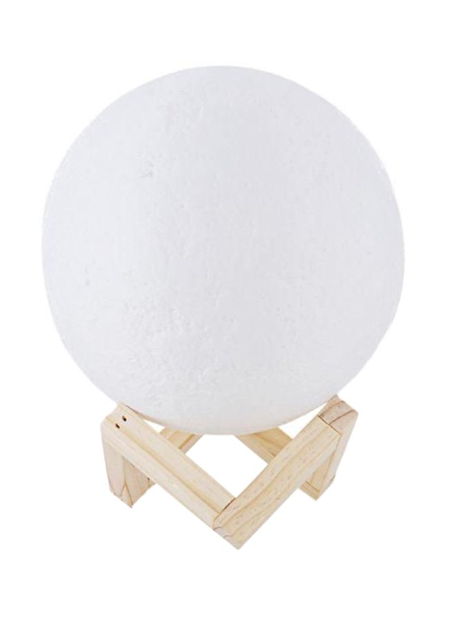 بيوينتي مصباح LED بتصميم على شكل قمر ثلاثي الأبعاد بمنفذ USB مع حامل أبيض/بيج 17سم - Image 1