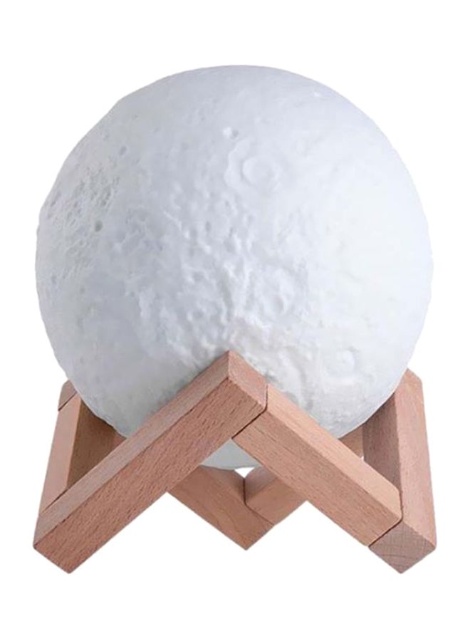 بيوينتي مصباح LED بتصميم على شكل قمر ثلاثي الأبعاد بمنفذ USB مع حامل أبيض/بيج 16سم