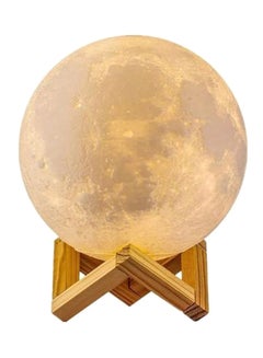 3D USB LED Moon Lamp With Stand Beige 14cm