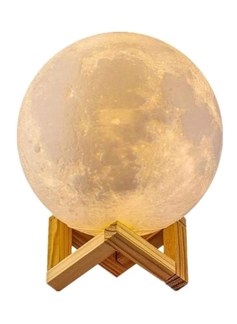3D USB LED Moon Lamp With Stand Beige 14cm