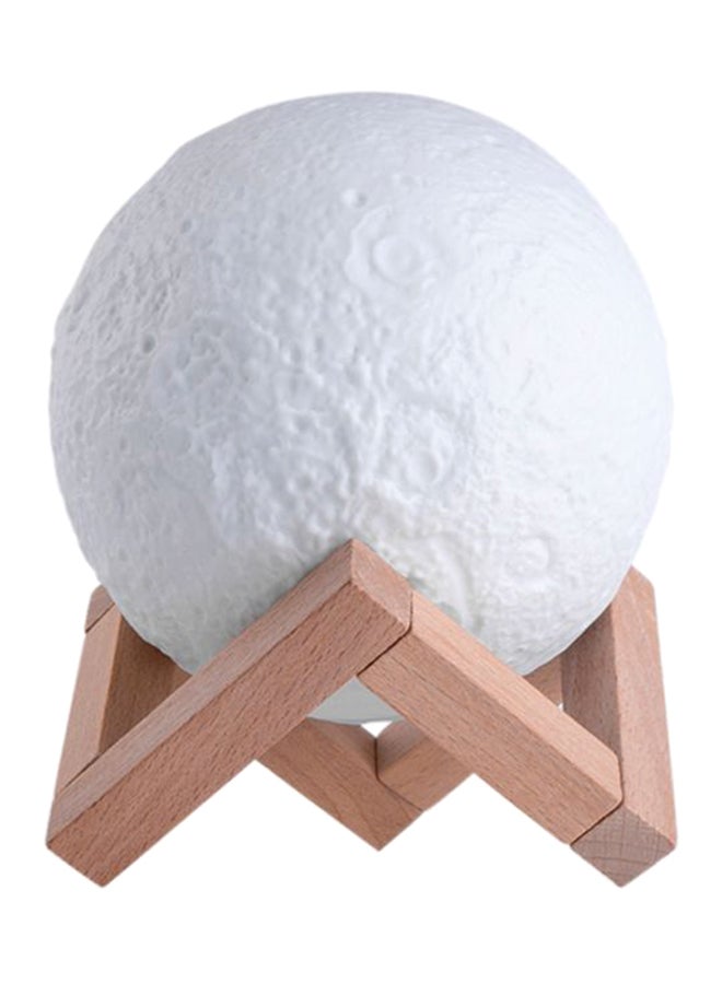 بيوينتي مصباح LED بتصميم على شكل قمر ثلاثي الأبعاد بمنفذ USB مع حامل أبيض/بيج 13سم - Image 1