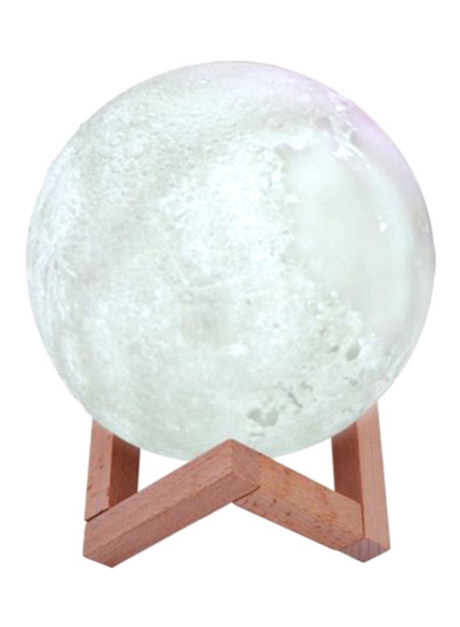 بيوينتي مصباح LED بتصميم على شكل قمر ثلاثي الأبعاد بمنفذ USB مع حامل أبيض/بيج - Image 1