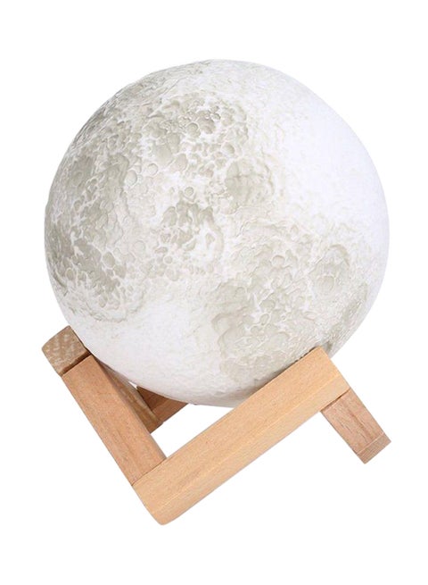 3D USB LED Moon Lamp With Stand Beige/White/Grey 17cm