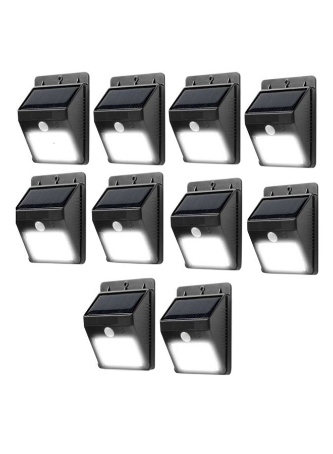 بيوينتي طقم مصابيح تعمل بالطاقة الشمسية ومزودة بجهاز استشعار للحركة بالأشعة تحت الحمراء PIR مكون من 10 قطع أسود / أبيض / أزرق 13 x 23سم - Image 1