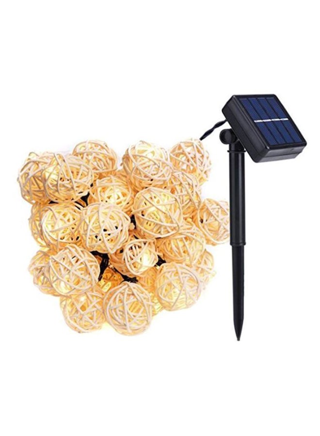 Beauenty 20 LED Solar Powered Rattan Ball String Light For Christmas Gold 9 x 10cm Gold 9 x 10cm - Image 1