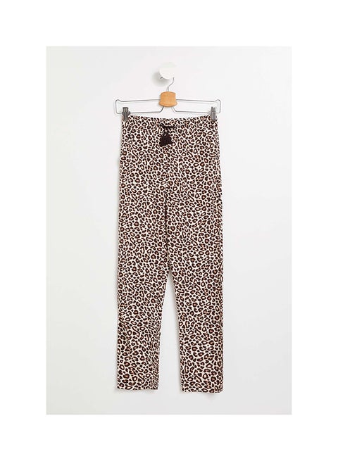 Leopard Patterned Pants Ecru Print