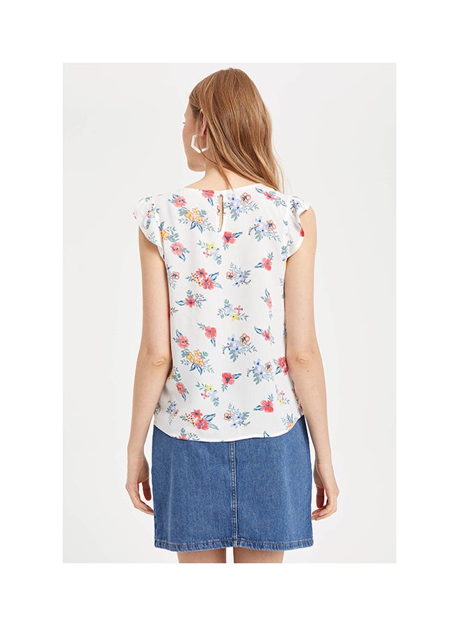 DeFacto Frilly Sleeveless Blouse White - Image 5