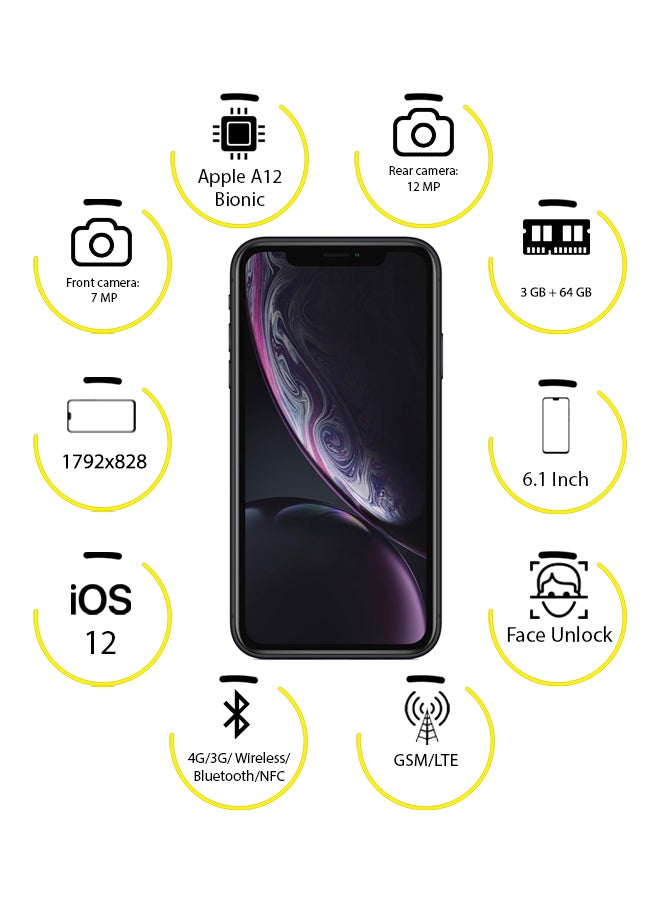 Apple - iPhone XR With FaceTime Black 64GB 4G LTE - International Version - Image 1