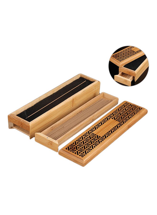 boscage Wooden Incense Stick Burner Case Storage Box Brown 23.8 x 5.8 x 4.5cm - Image 1