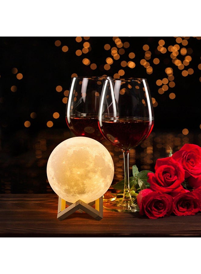 بيوينتي مصباح LED على شكل قمر ثلاثي الأبعاد مزود بمنفذ USB مع حامل وكابل بيج / بني 17سم - Image 2