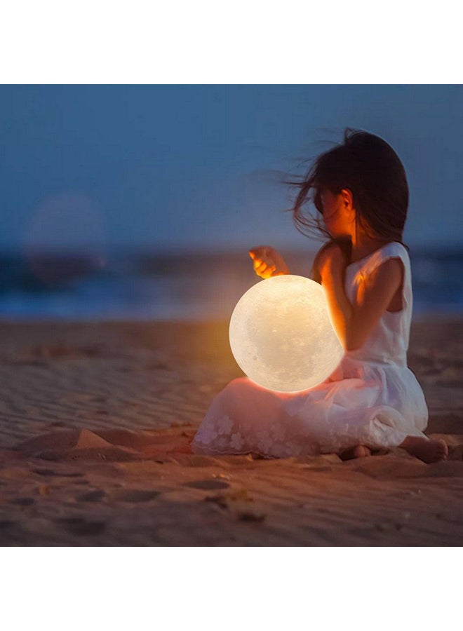 بيوينتي مصباح LED على شكل قمر ثلاثي الأبعاد مزود بمنفذ USB مع حامل وكابل بيج / بني 17سم - Image 3