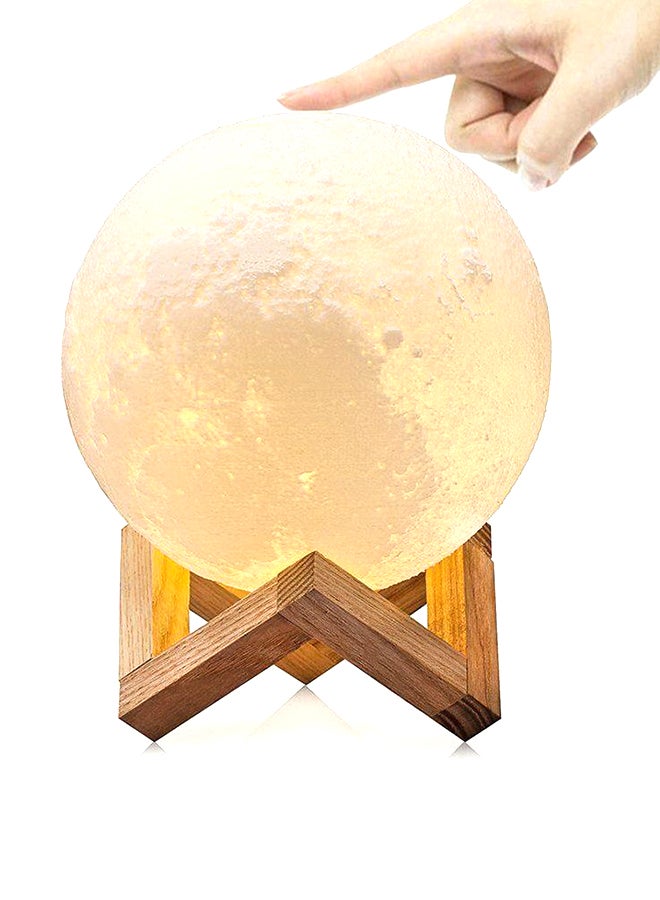 بيوينتي مصباح LED بتصميم على شكل قمر ثلاثي الأبعاد بمنفذ USB مع حامل أبيض/بيج - Image 2