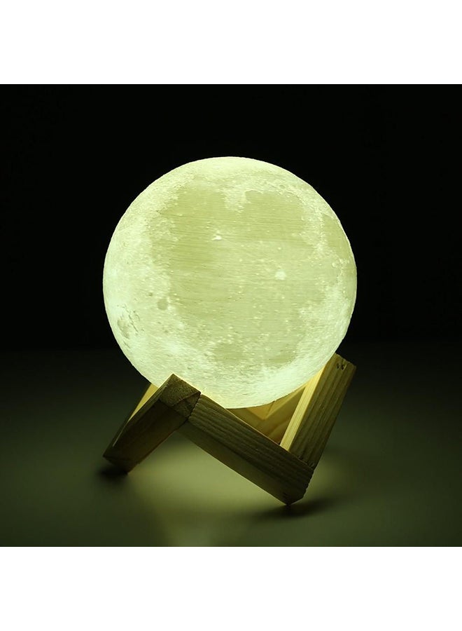 بيوينتي مصباح LED بتصميم على شكل قمر ثلاثي الأبعاد بمنفذ USB مع حامل أبيض/بيج - Image 3