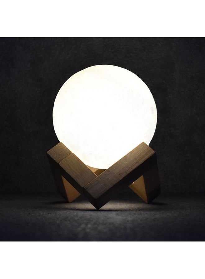 بيوينتي مصباح LED بتصميم على شكل قمر ثلاثي الأبعاد بمنفذ USB مع حامل أبيض/بيج - Image 3