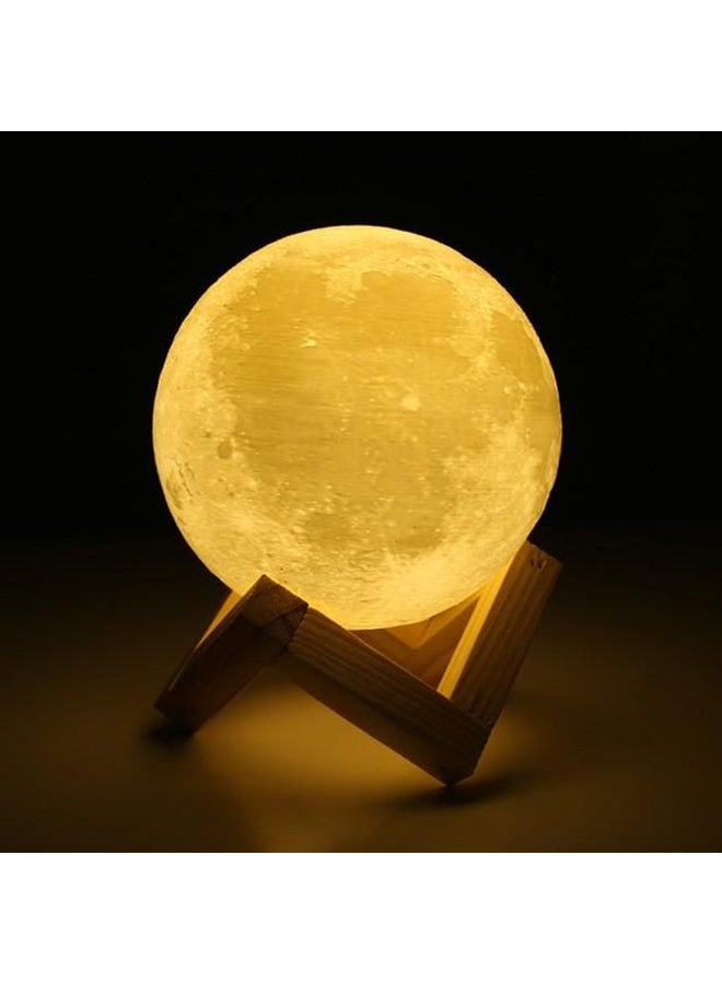 بيوينتي مصباح LED بتصميم على شكل قمر ثلاثي الأبعاد بمنفذ USB مع حامل أبيض/بيج - Image 2