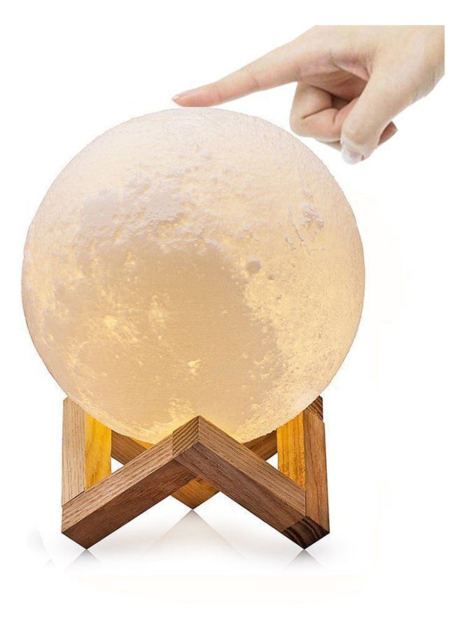 بيوينتي مصباح LED بتصميم على شكل قمر ثلاثي الأبعاد بمنفذ USB مع حامل أبيض/بيج - Image 2