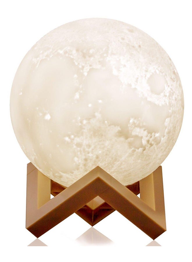 بيوينتي مصباح LED بتصميم على شكل قمر ثلاثي الأبعاد بمنفذ USB مع حامل أبيض/بيج - Image 3