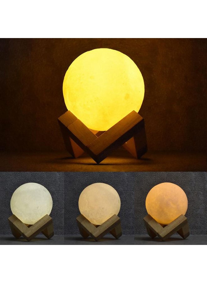 3D USB LED Moon Lamp With Stand White/Grey/Beige 20cm
