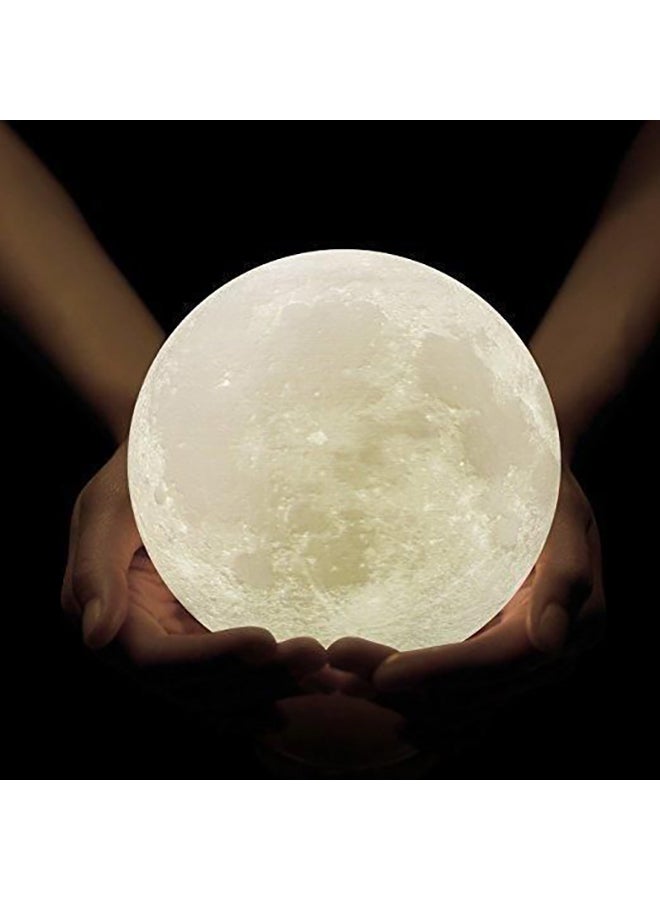 3D USB LED Moon Lamp With Stand White/Brown 13cm