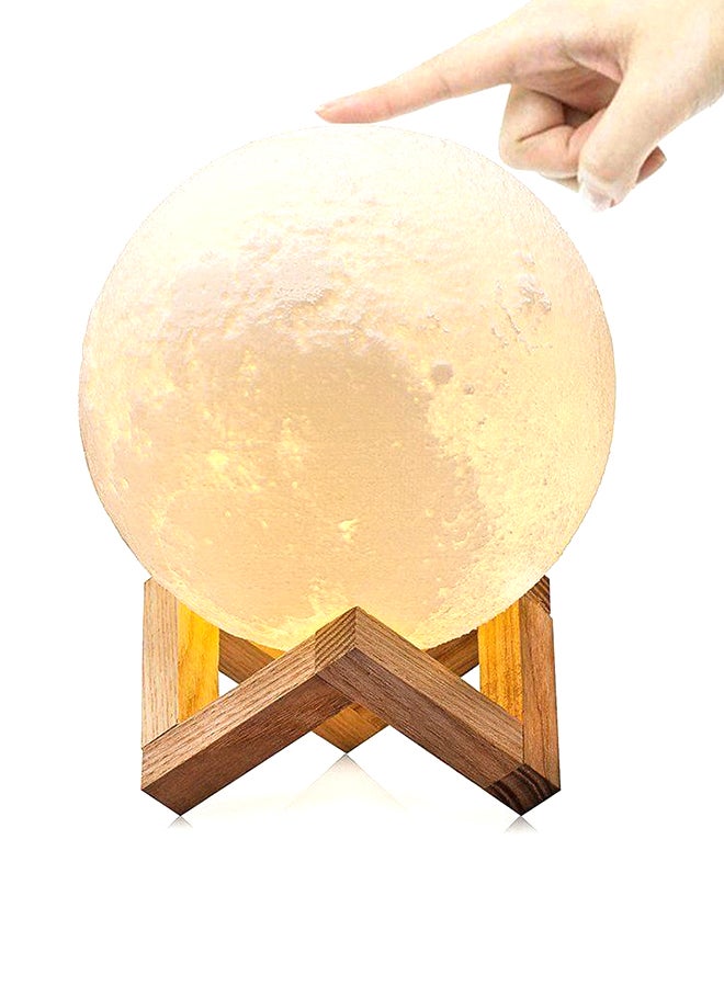بيوينتي مصباح LED بتصميم على شكل قمر ثلاثي الأبعاد بمنفذ USB مع حامل أبيض/ رمادي/ بيج 10سم - Image 3