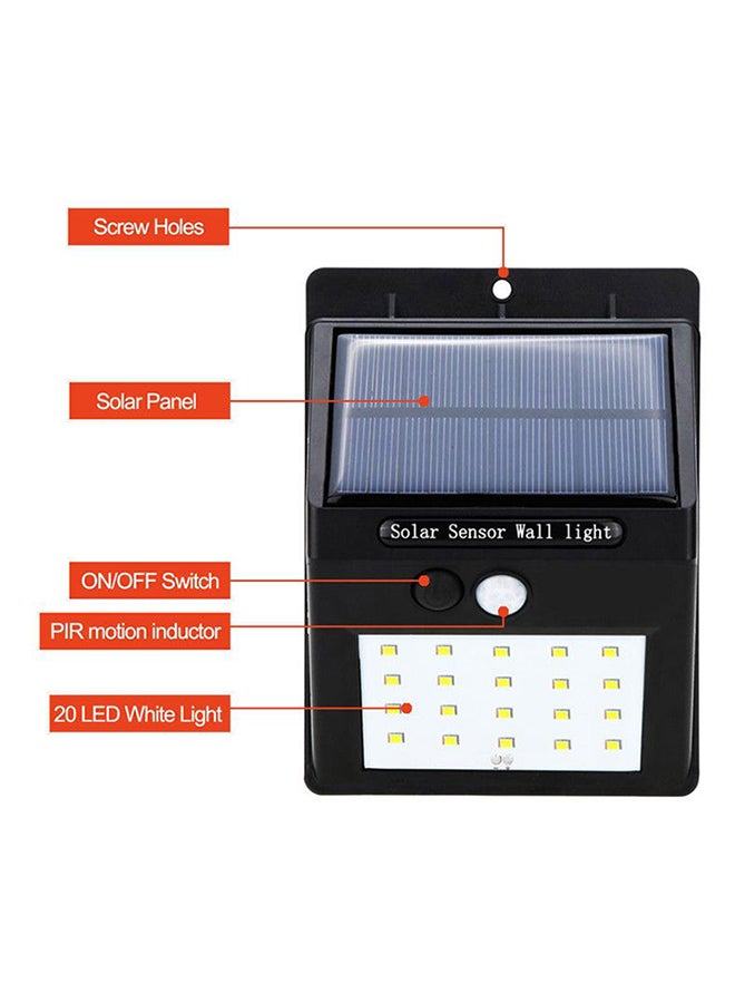4 قطع من مصابيح جدارية ليلية LED مكونة من 20 ضوء تعمل بالطاقة الشمسية للاستخدام الخارجي ومزودة بجهاز استشعار للحركة PIR أسود/ أبيض 10x12سم - v1559029900/N26089884A_2