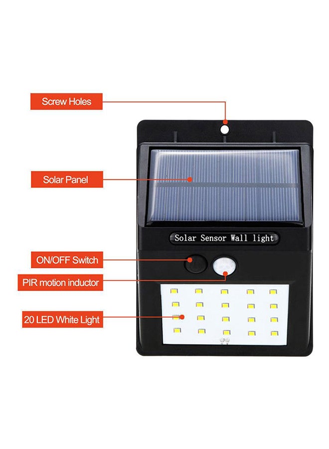 Beauenty - 4-Piece 20 LED Solar PIR Motion Sensor Outdoor Night Wall Lamp Black/White 10x12cm - Image 1
