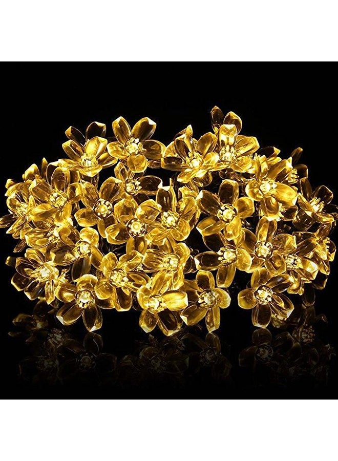 بيوينتي حبل إضاءة يعمل بالطاقة الشمسية من 50 لمبة LED، عبوة من قطعتان أصفر 10x13سم - Image 3