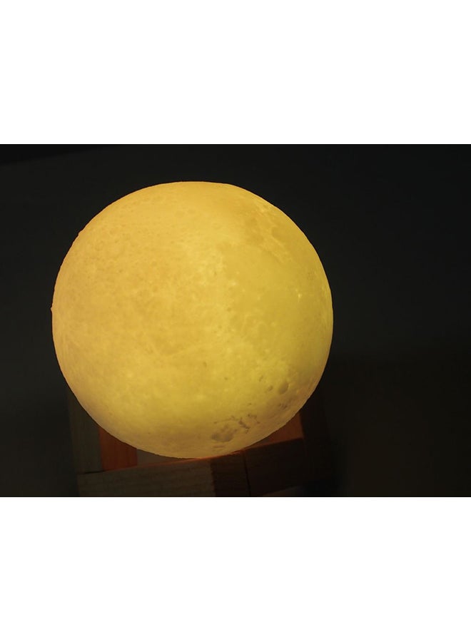 بيوينتي مصباح LED بتصميم على شكل قمر ثلاثي الأبعاد بمنفذ USB مع حامل أبيض/بيج 9سم - Image 2