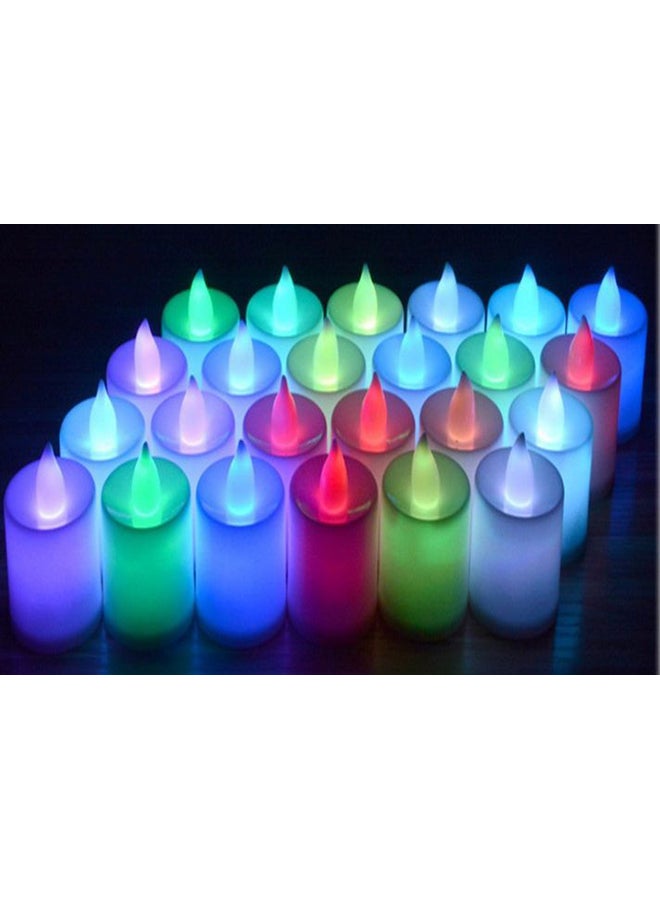 بيوينتي مجموعة شموع مغلفة مزودة بمصابيح LED للإضاءة مكونة من 24 قطعة وتتميز بـ 6 ألوان أصفر/ابيض 5x26سم - Image 2