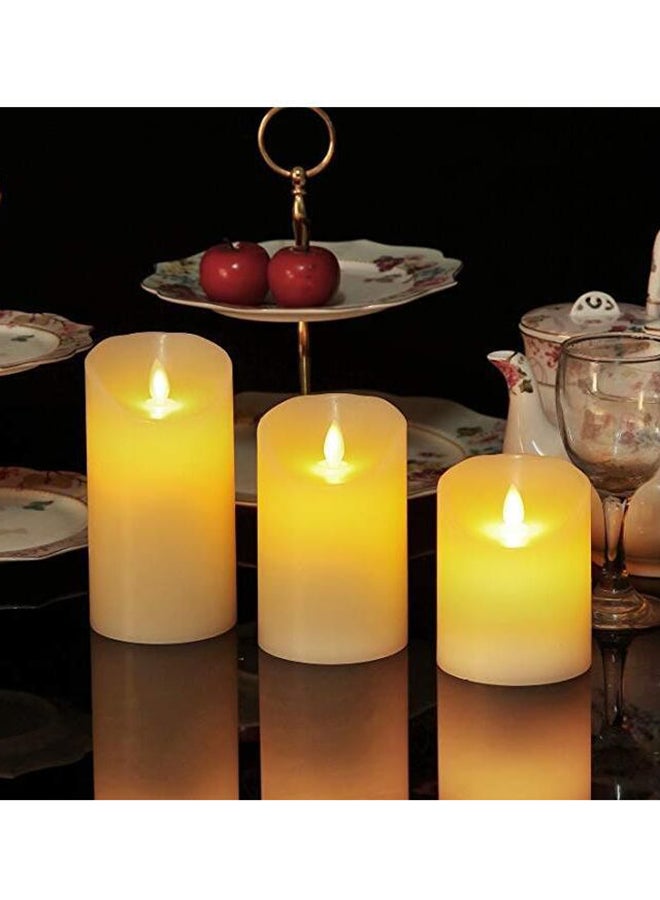 بيوينتي طقم شموع عديمة اللهب تعمل بالبطارية من 3 قطع أصفر 9x25سم - Image 2