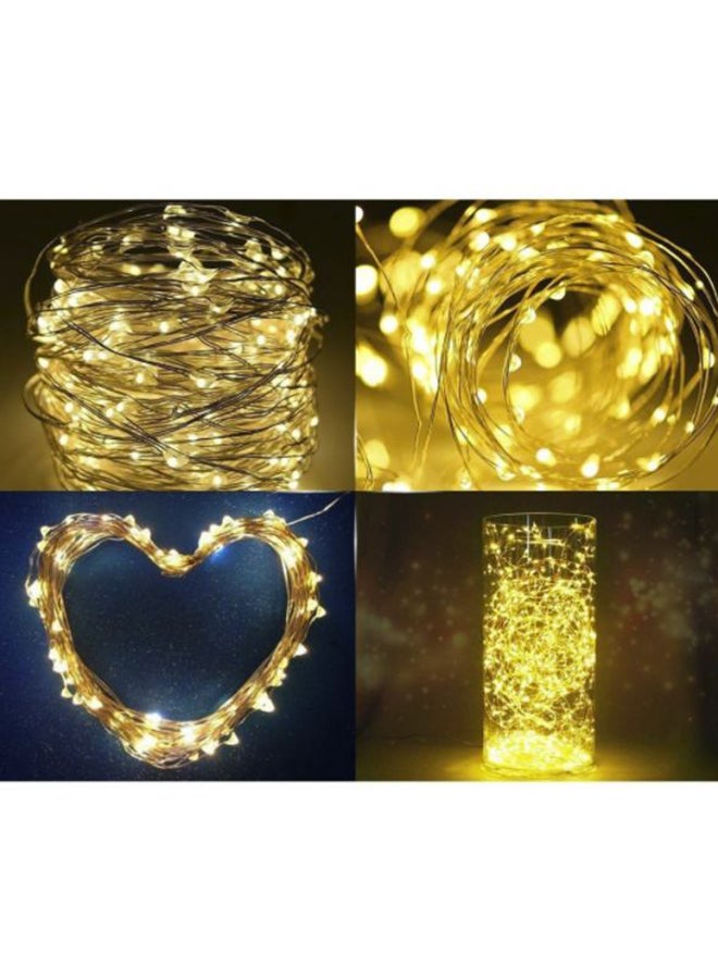 بيوينتي شريط إضاءة LED من 100 مصباح يعمل بالطاقة الشمسية (حزمة من 4 قطع) أصفر 17x46سم - Image 2