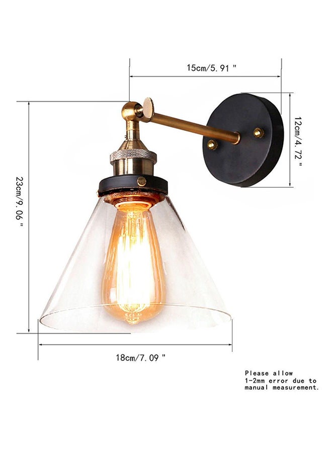 Beauenty Glass Funnel Filament Wall Lamp Clear/Black 18 x 23cm - Image 2