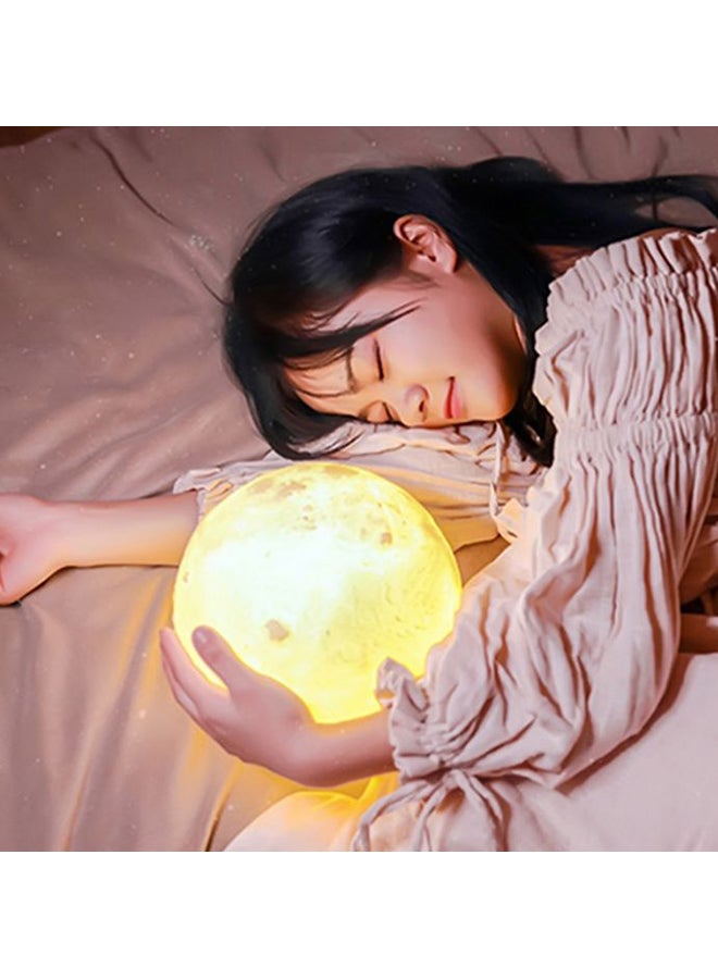 بيوينتي مصباح إضاءة ليلية على شكل قمر بتصميم ثلاثي الأبعاد أبيض 14x19سم - Image 2