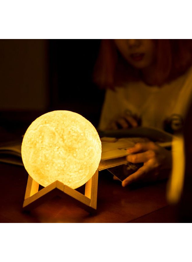 بيوينتي مصباح LED بتصميم على شكل قمر ثلاثي الأبعاد بمنفذ USB مع حامل أبيض/بيج - Image 3