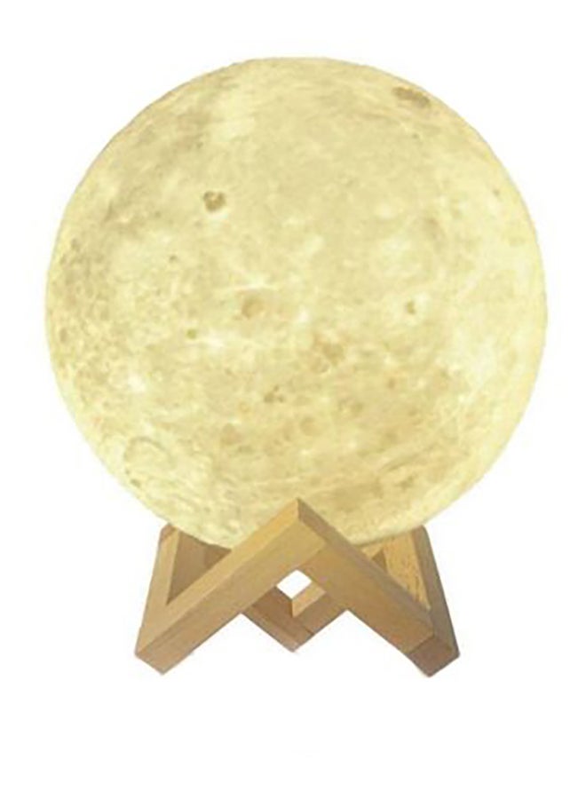 بيوينتي مصباح LED بتصميم على شكل قمر ثلاثي الأبعاد بمنفذ USB مع حامل أبيض/بيج - Image 2