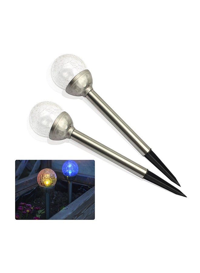 بيوينتي مصباح LED يعمل بالطاقة الشمسية ومضاد للماء مناسب للأرضية العشبية من قطعتين فضي 12x19سم - Image 3