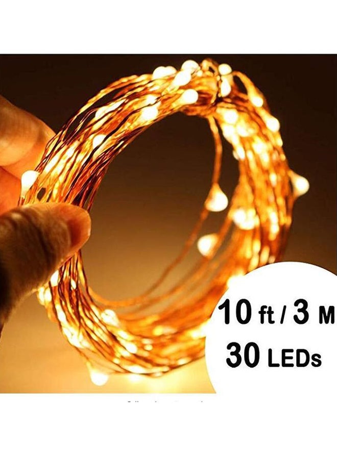 بيوينتي مجموعة من 16 شريط إضاءة LED يعمل بالبطارية أصفر 5x20سم - Image 2