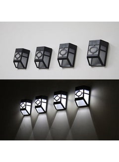 بيوينتي مجموعة من 4 مصابيح جدارية بإضاءة LED وتعمل بالطاقة الشمسية ومناسبة للأماكن الخارجية أسود  - Image 2