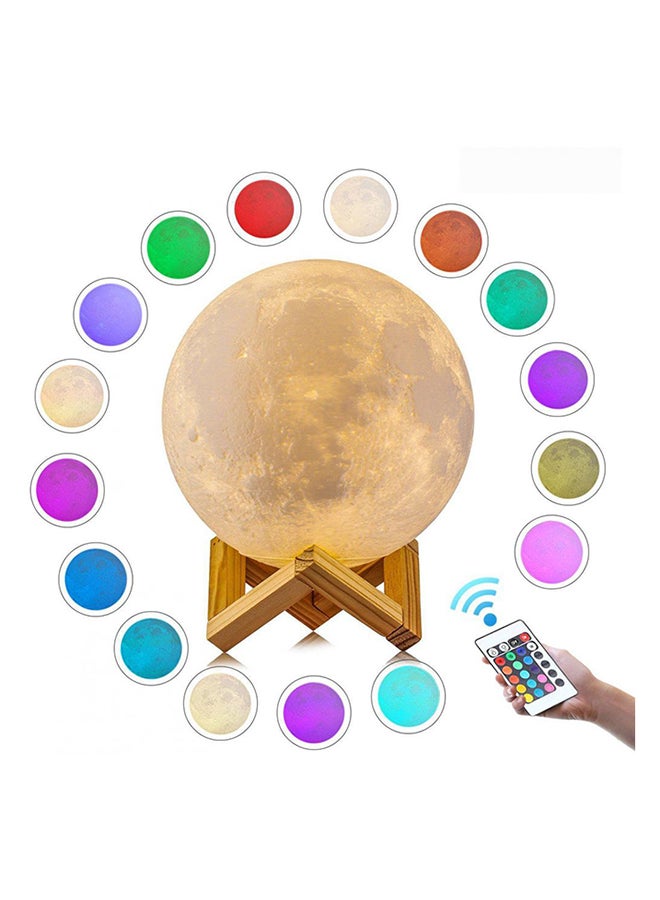 بيوينتي مصباح LED بتصميم على شكل قمر ثلاثي الأبعاد بمنفذ USB مع حامل أبيض/بيج - Image 2