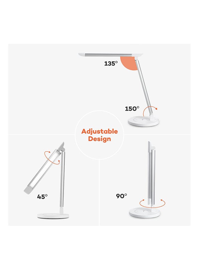 بيوينتي مصباح مكتبي LED مزود بمنفذ شحن USB و5 أوضاع للألوان ويمكن التحكم فيه باللمس أبيض 8x22سم - Image 3