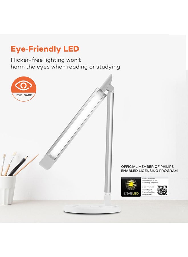 بيوينتي مصباح مكتبي LED مزود بمنفذ شحن USB و5 أوضاع للألوان ويمكن التحكم فيه باللمس أبيض 8x22سم - Image 2