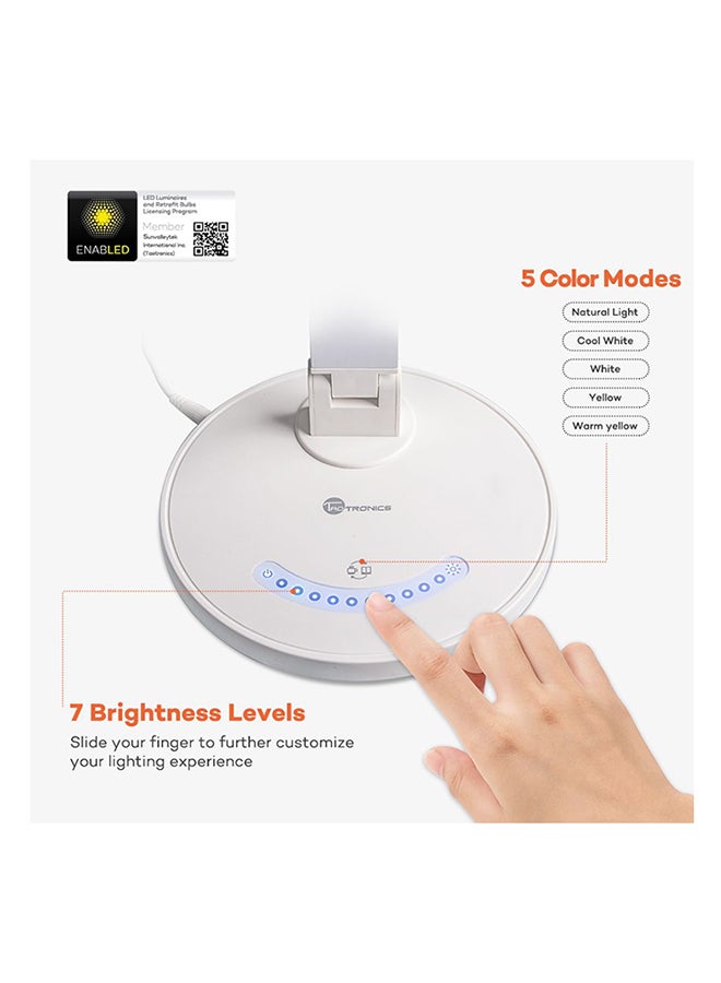 بيوينتي مصباح مكتبي LED مزود بمنفذ شحن USB و5 أوضاع للألوان ويمكن التحكم فيه باللمس أبيض 8x22سم - Image 4