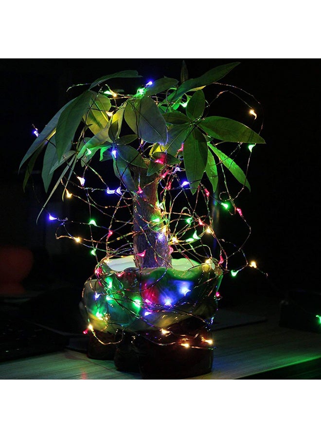 بيوينتي شريط إضاءة مكون من 200 مصباح LED مقاوم للماء ويعمل بالطاقة الشمسية وردي/ أصفر/ أسود 5x18سم - Image 3