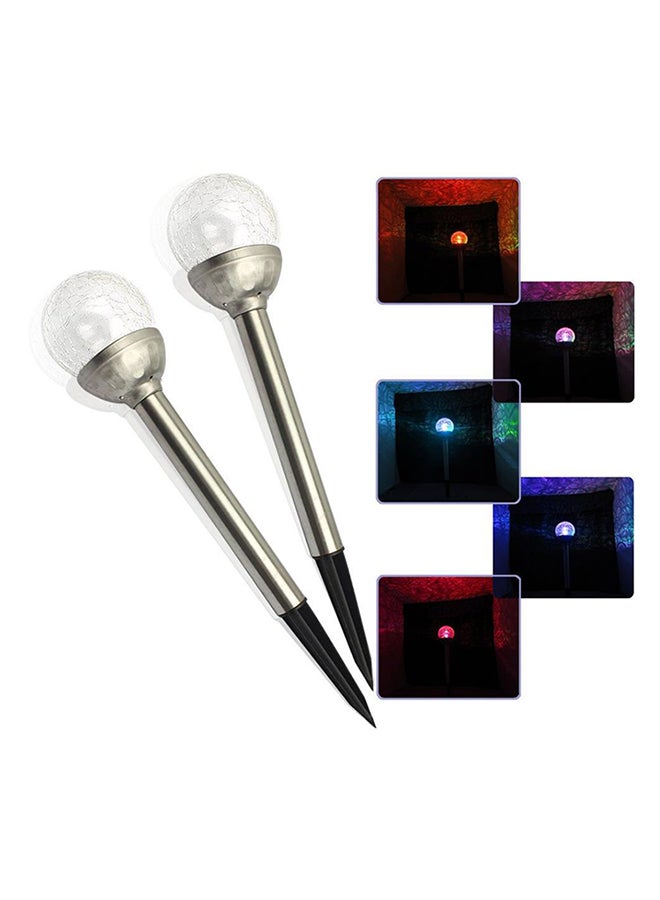 Beauenty 2 Pack LED Solar Lawn Ground Lamp Silver/White/Black 12 x 19cm - Image 3