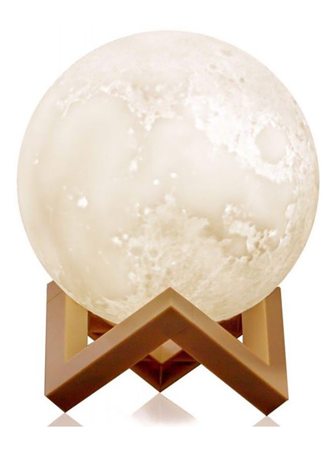 بيوينتي مصباح LED بتصميم على شكل قمر ثلاثي الأبعاد بمنفذ USB مع حامل أبيض/بيج/رمادي 13سم - Image 2